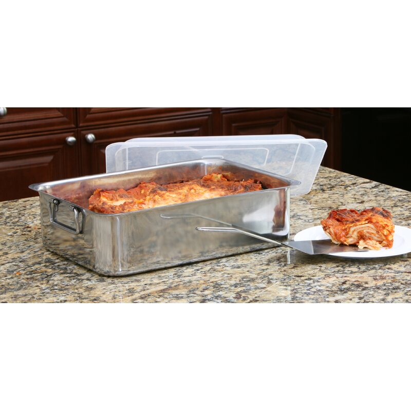 Cook Pro Stainless Steel Deep Lasagna Pan Reviews Wayfair   Stainless Steel Deep Lasagna Pan 